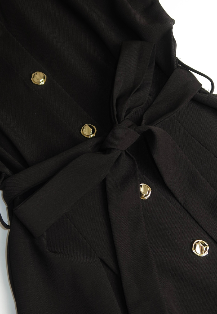 Dewi Collar Button Down Dress (Black)