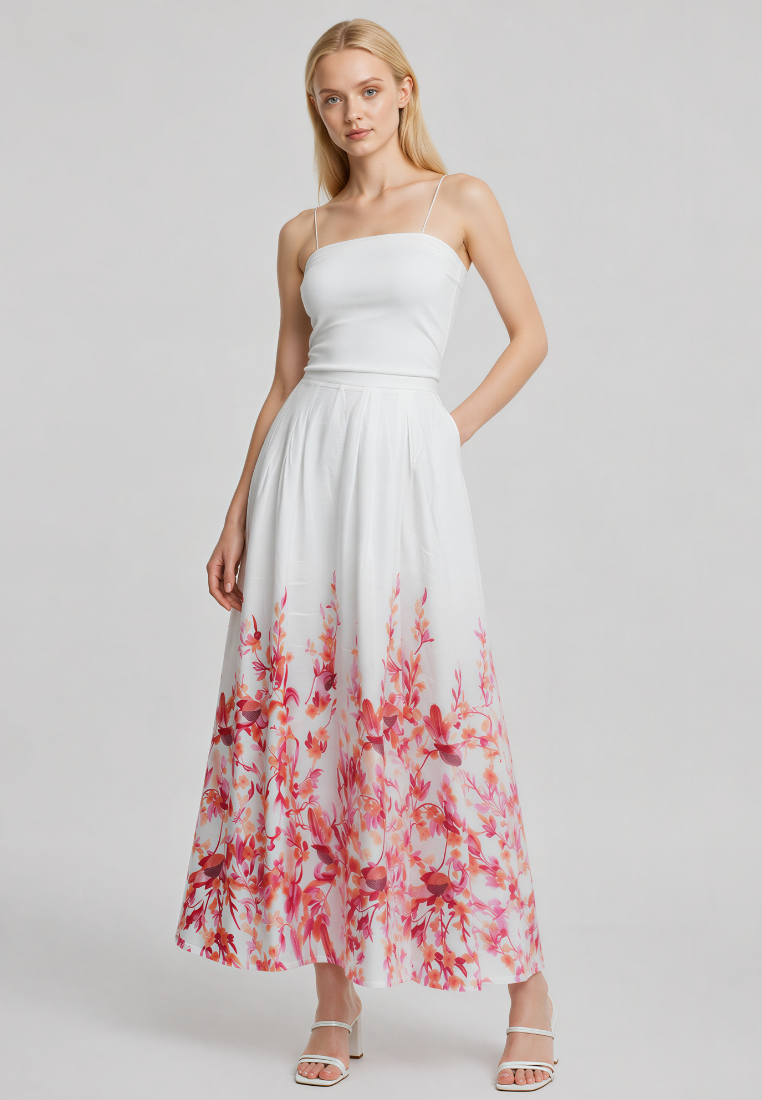 Callia Floral Prints A-line Maxi Skirt (Pink)
