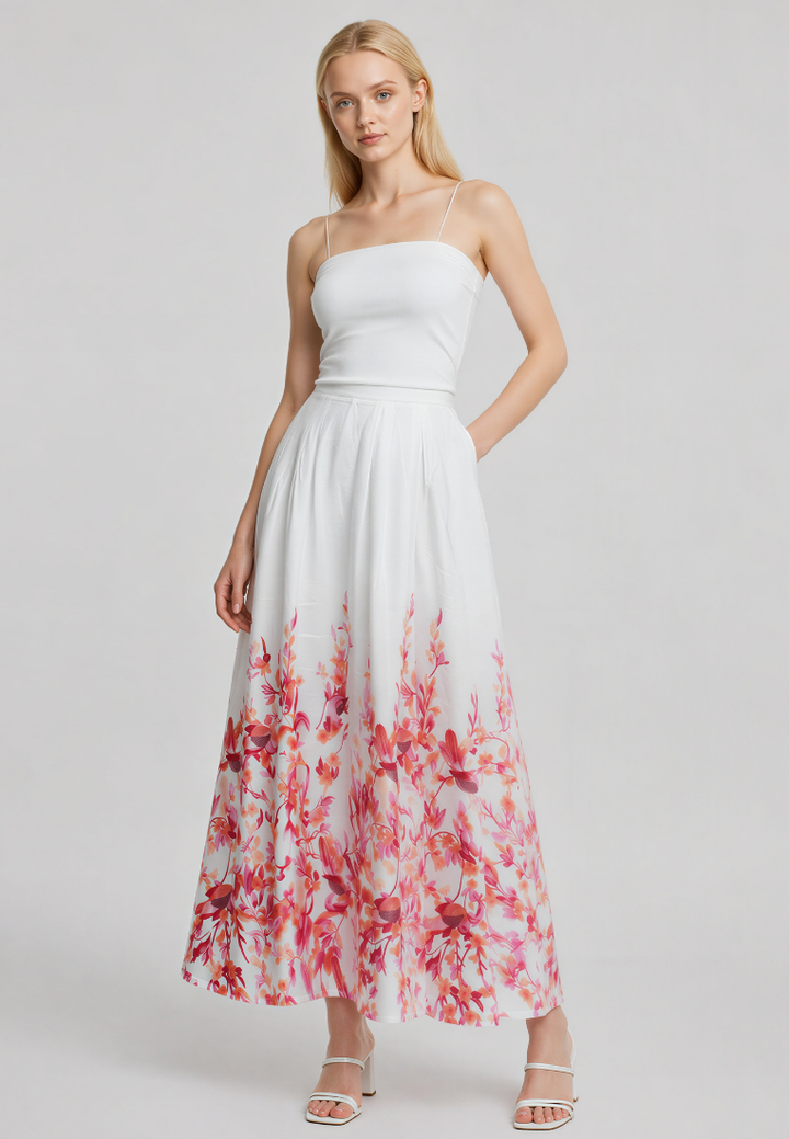 Callia Floral Prints A-line Maxi Skirt (Pink)