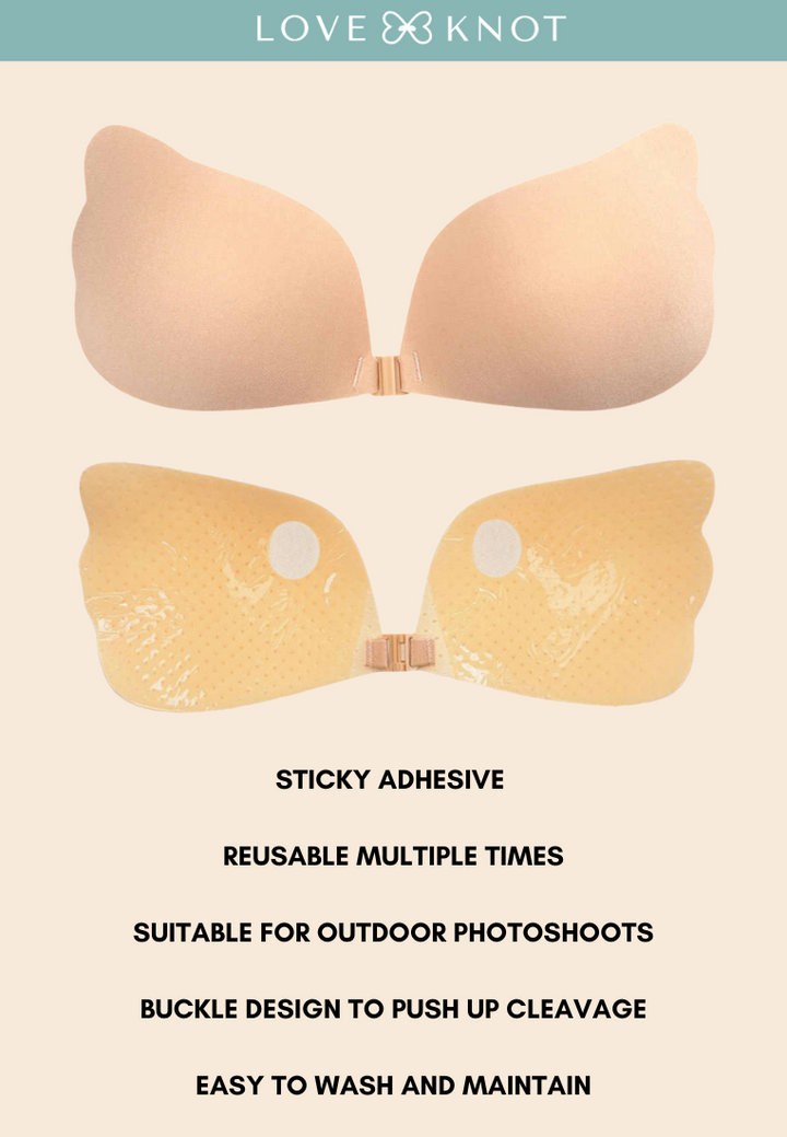 [Imperfect Quality] Love Knot Cup A-F Seamless Invisible Adhesive Angel Wing Nubra Push Up Stick On Wedding Silicon Bra