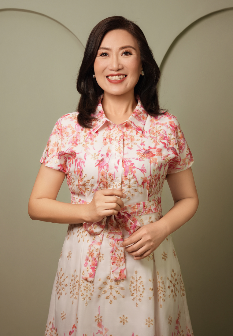 Camellia Cotton Eyelet Floral Prints Button Down A-line Collared Dress (Pink)