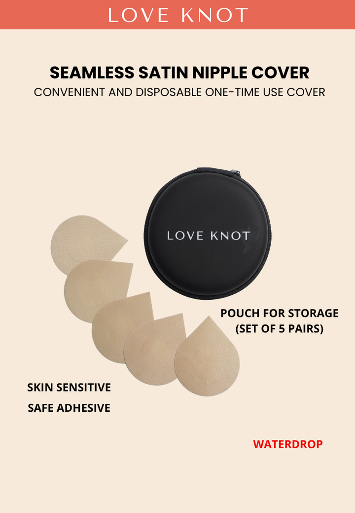 Disposable One Time Use Satin Adhesive Nipple Cover Adhesive Nipple Patch - (5 Pairs Water Drop)