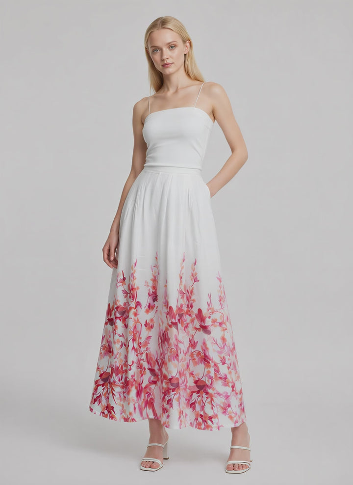 Callia Floral Prints A-line Maxi Skirt (Pink)