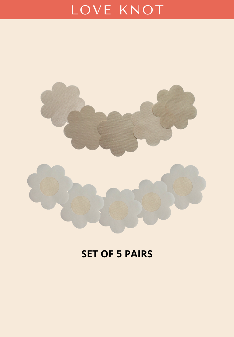 Disposable One Time Use Satin Adhesive Nipple Cover Adhesive Nipple Patch - (5 Pairs Flower)
