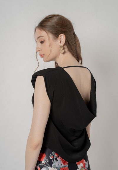 Idorra Drapped Back Top (Black)