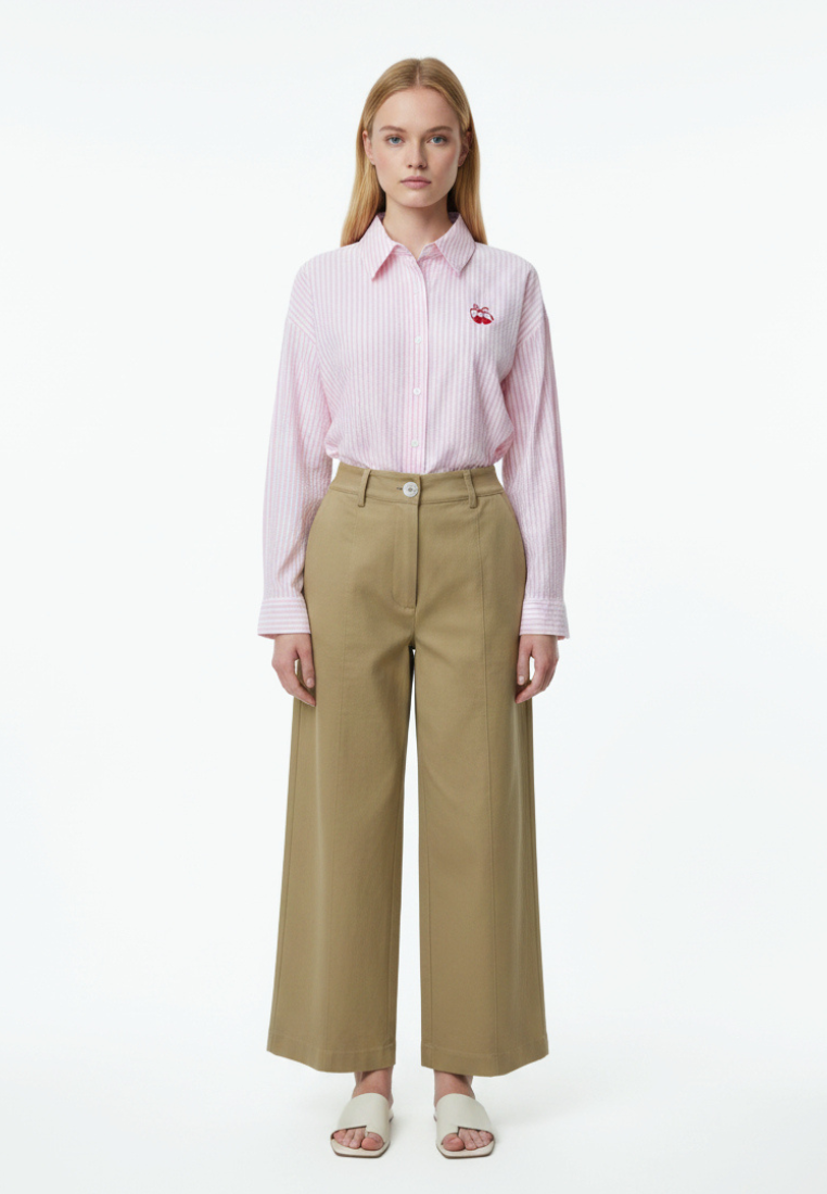 Sarah High Waisted Wide Leg Tailored Pants (Brown)