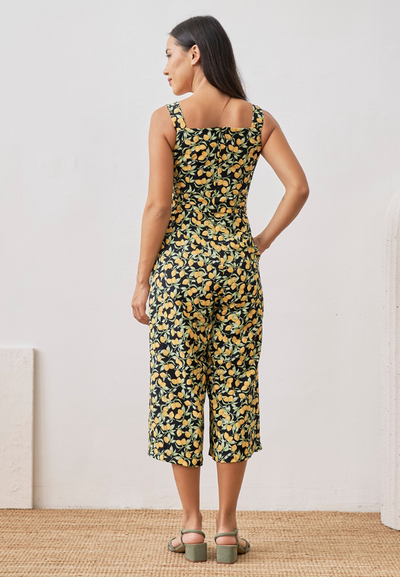 Capri Lemon Print Jumpsuit (Black)