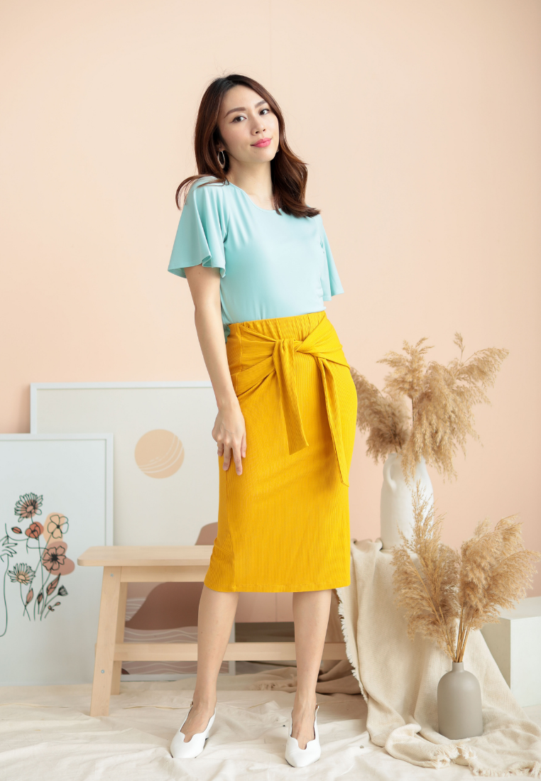 Mustard knit skirt best sale