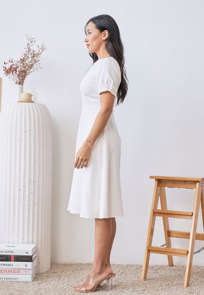 Elowen Classic A-line Dress (White)