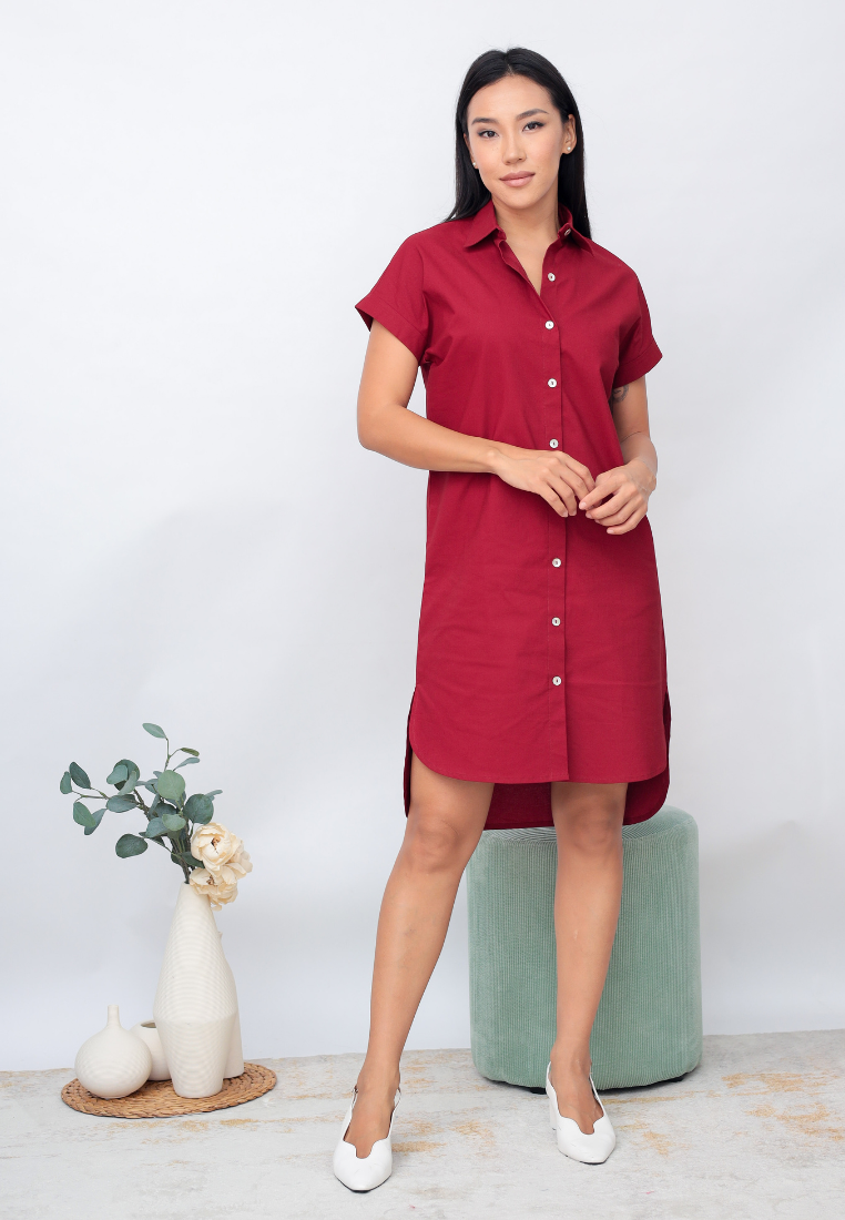 Evie Short Sleeves Button Down Shirt Dress