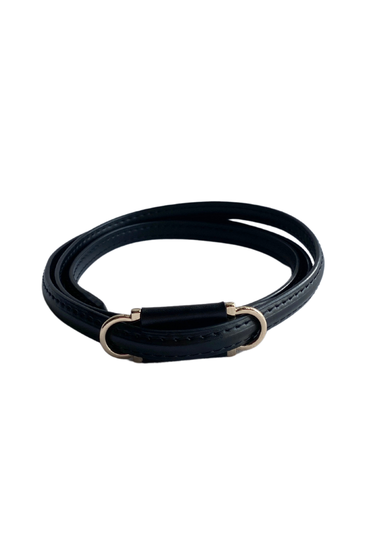 Loop Belt with Gold Embellished Buckle (Black)