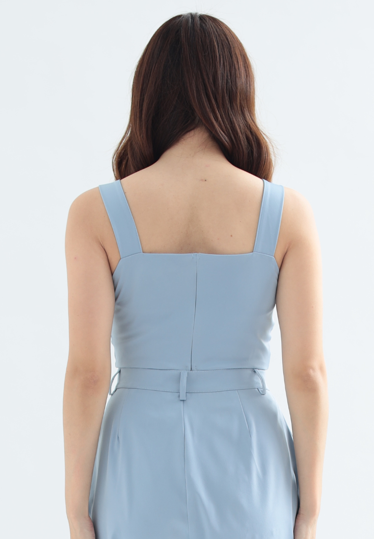 Freesia Front Ruffle Crop Top (Blue)