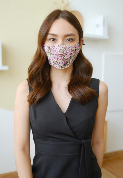 4-Ply KF94 Floral Print Fabric Face Mask (Purple)