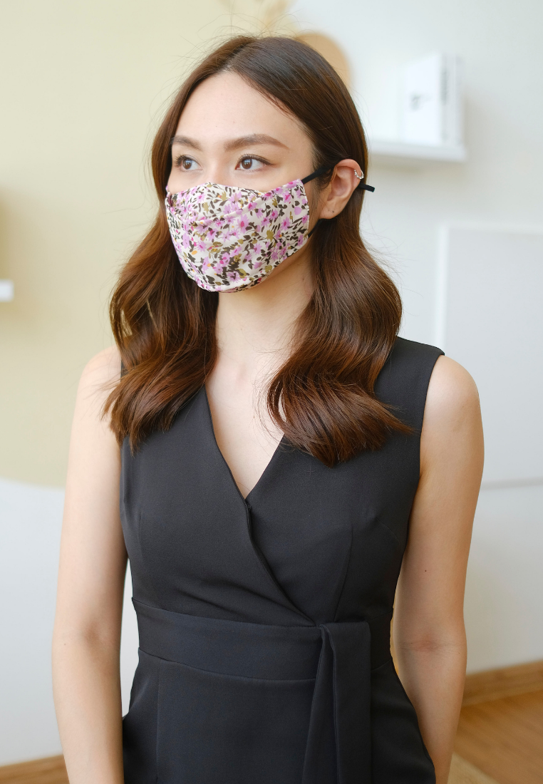 4-Ply KF94 Floral Print Fabric Face Mask (Purple)