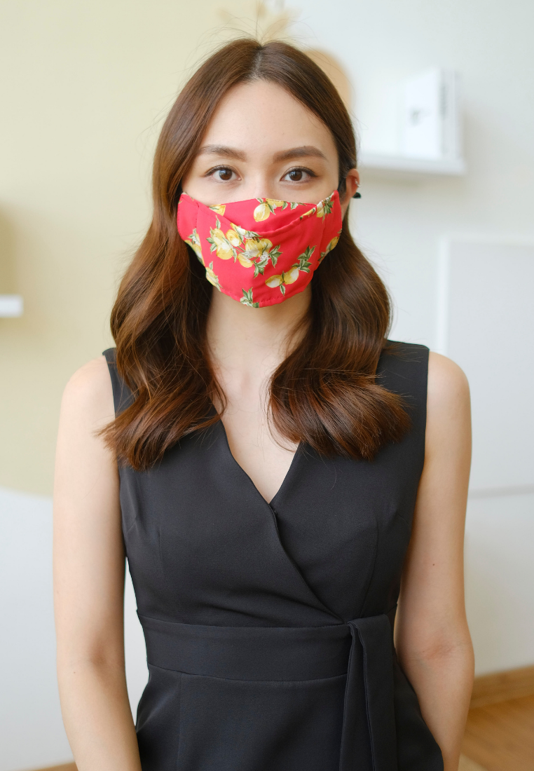 4-Ply KF94 Lemon Print Fabric Face Mask (Red)