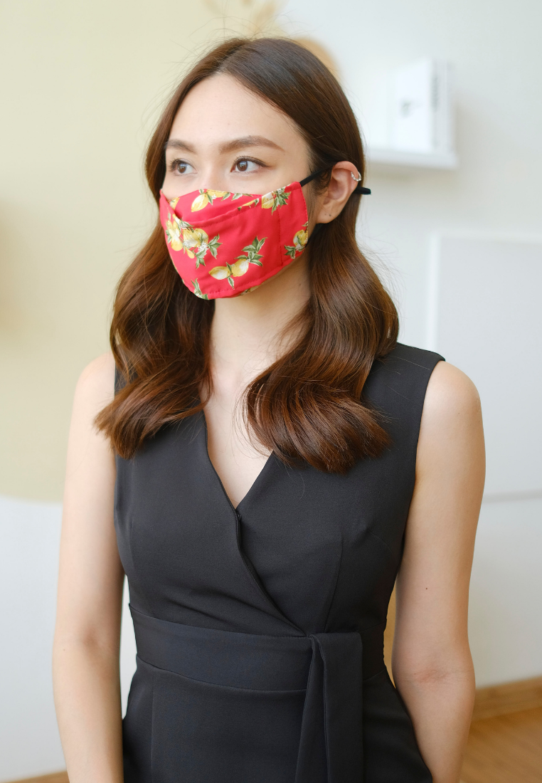 4-Ply KF94 Lemon Print Fabric Face Mask (Red)
