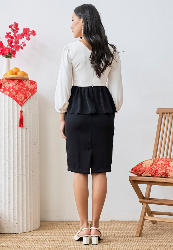 [LK x Sherlyn Mama] Priam Long Sleeve Peplum Sheath Dress