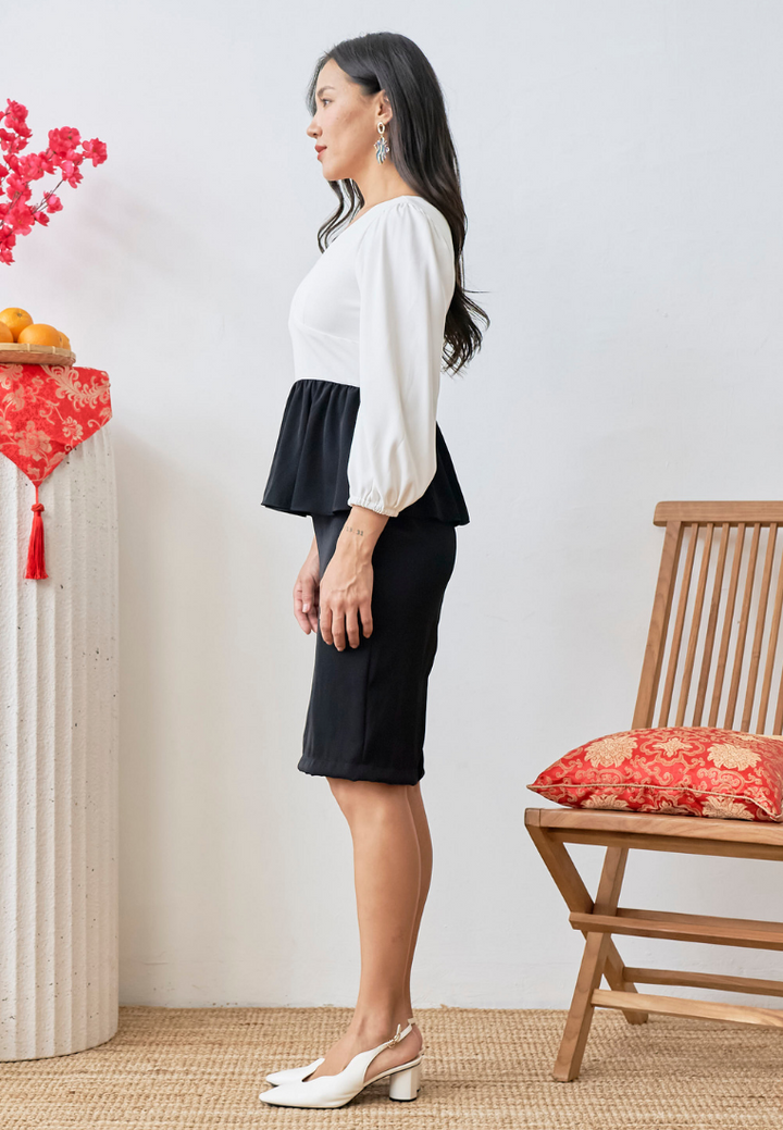 [LK x Sherlyn Mama] Priam Long Sleeve Peplum Sheath Dress