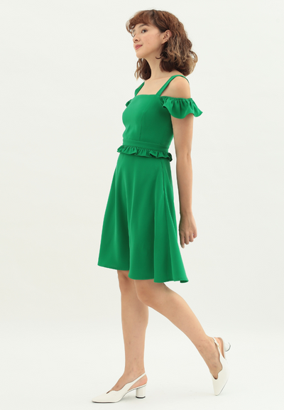 Dazzling Cold Shoulder Dress (Green)