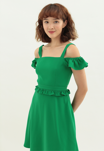Dazzling Cold Shoulder Dress (Green)