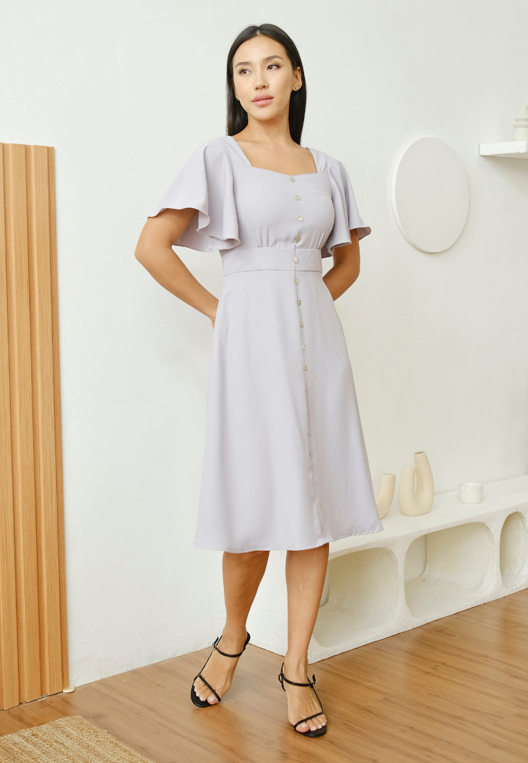 Faye Faux Button Down Dress (Lilac)