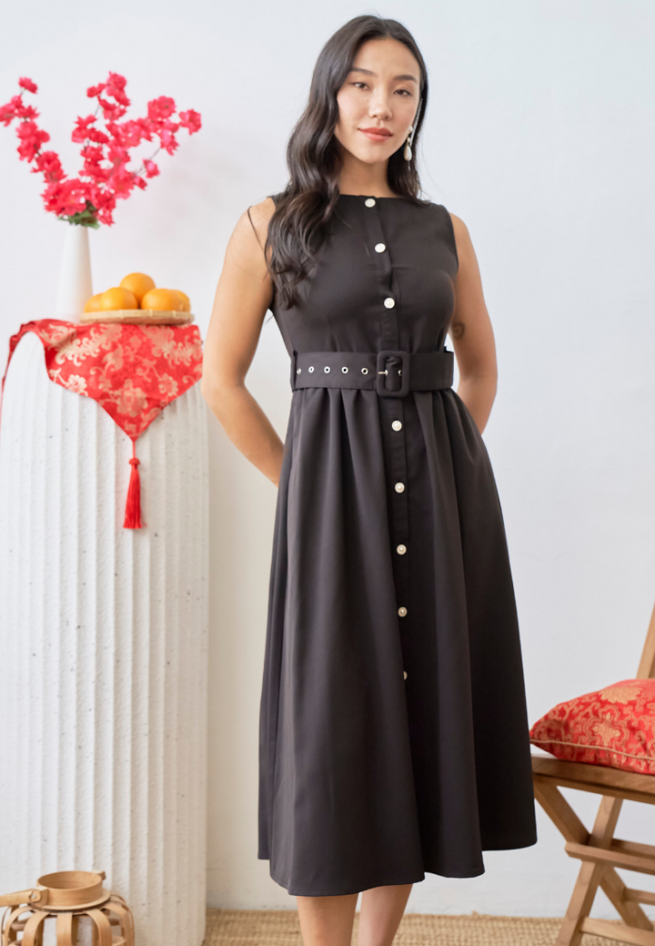 [LK x Sherlyn Mama] Novalee Sleeveless Button Down Midi Dress (Dark Brown)