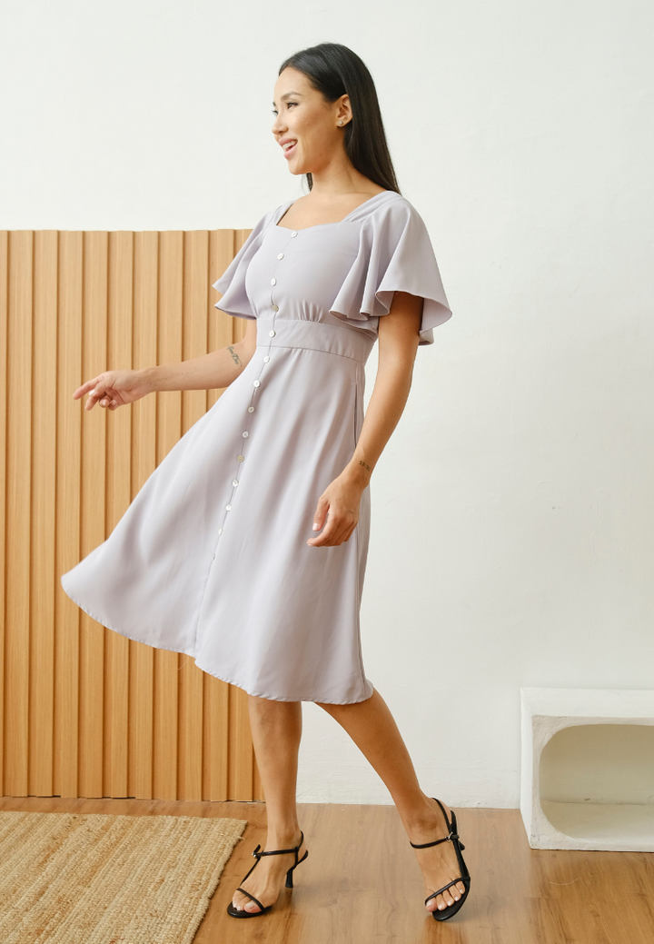 Faye Faux Button Down Dress (Lilac)