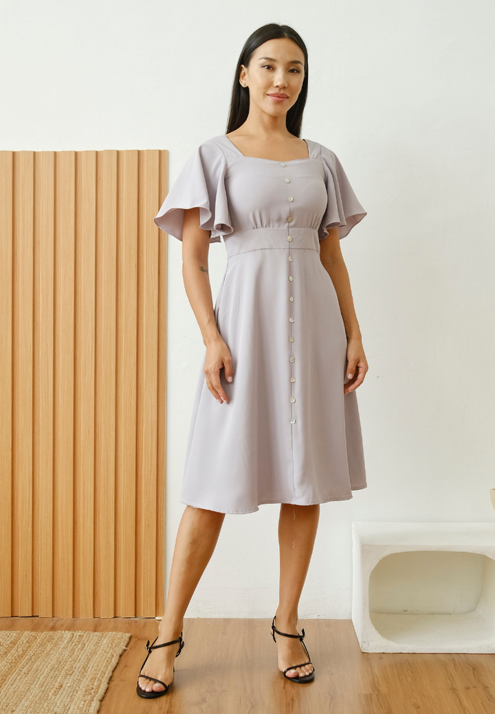 Faye Faux Button Down Dress (Lilac)