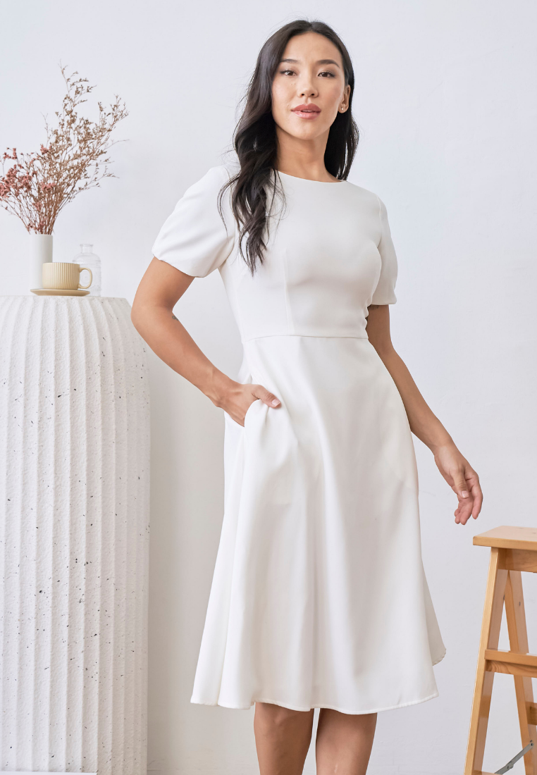 Elowen Classic A-line Dress (White)