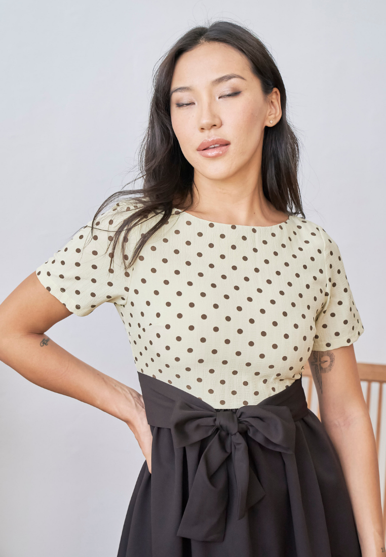 [LK x Sherlyn Mama] Giorgia Polka Dot A-line Dress (Yellow)