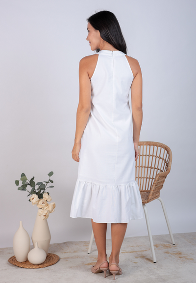 Cyllenne Halter Neck Midi Dress (White)