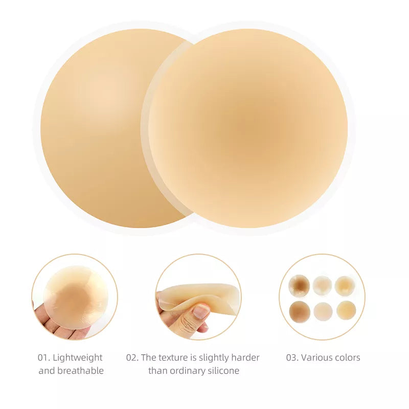 8cm Reusable Adhesive Skin Friendly Breathable Sticker Bra Invisible Solid Silicone Nipple Patch Cover (Round Shape)